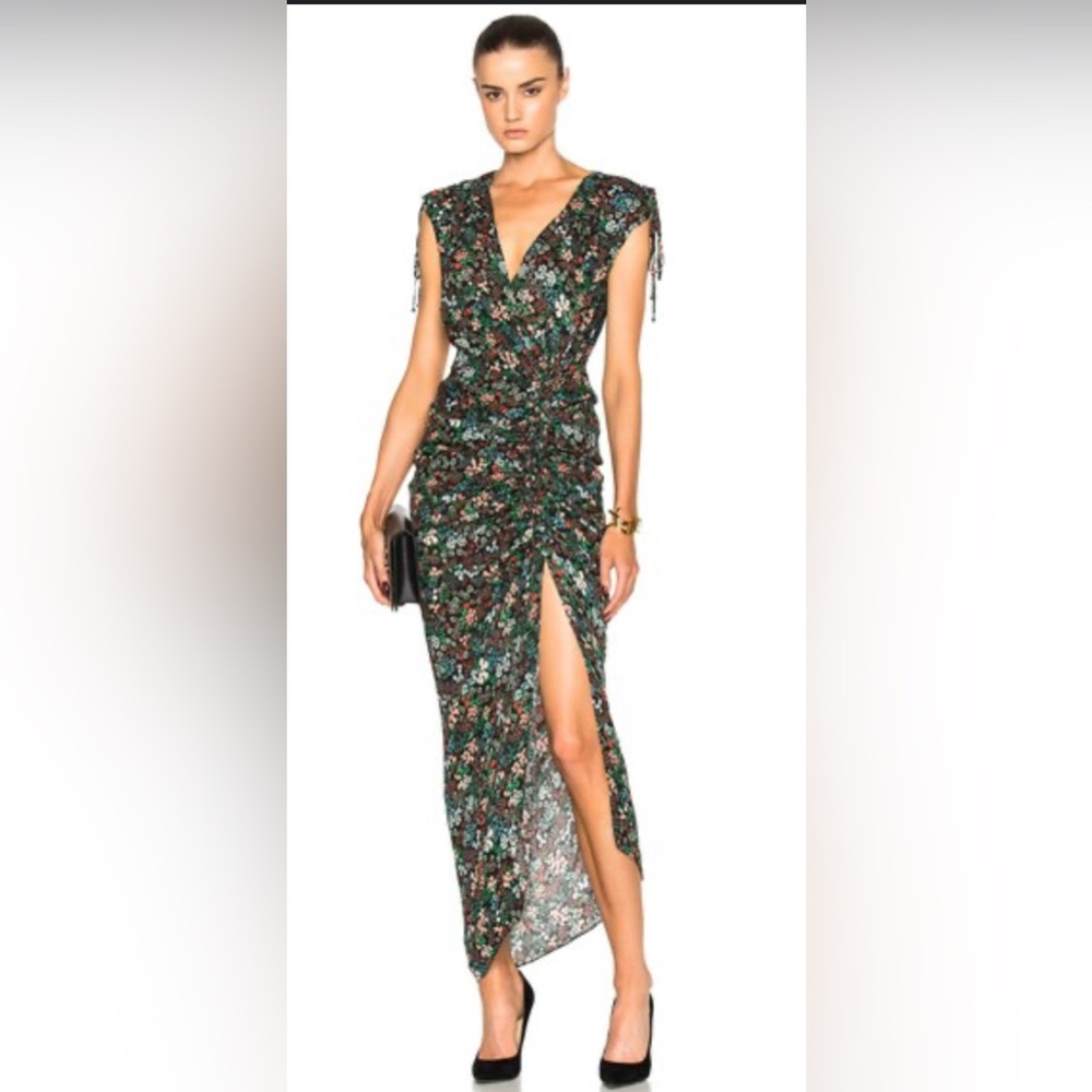 Veronica Beard Black and Green Floral Maxi Skirt